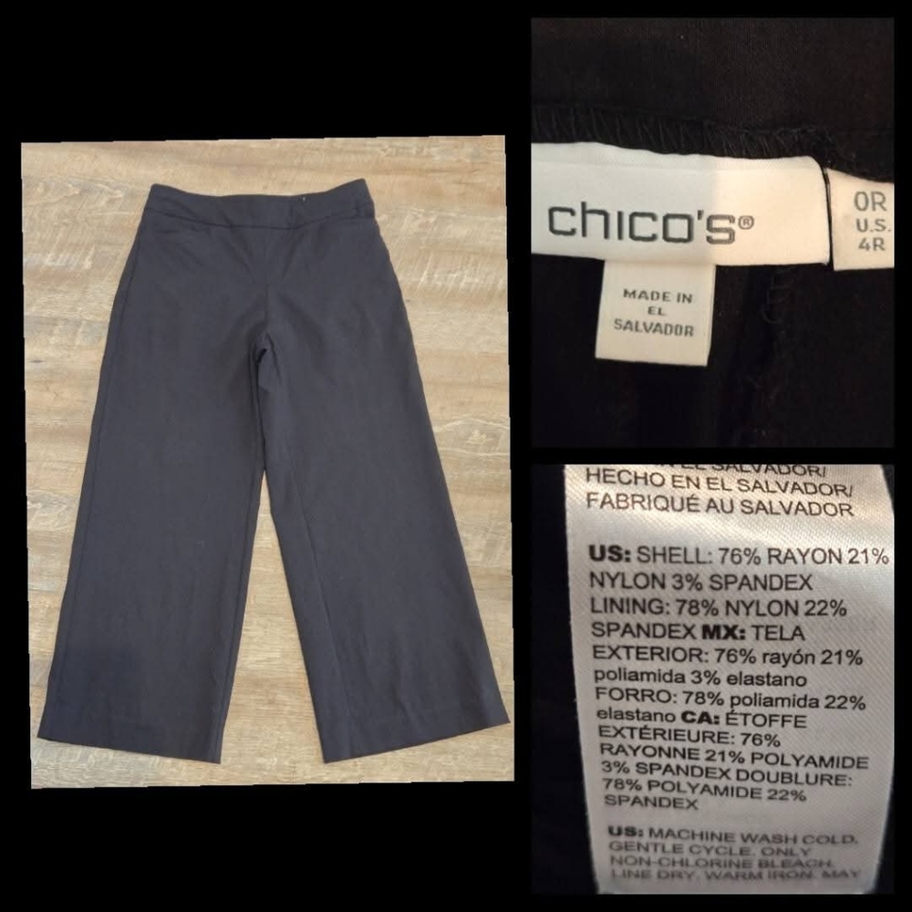 Chico's Brigitte Pull On Wide Leg Cropped Pants, Size 0 (4) - Picture 2 of 2